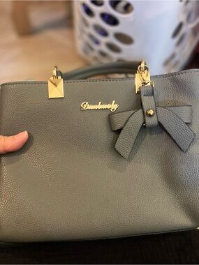 Danbaoly Pebbled Satchel with Bow Accent - Sage